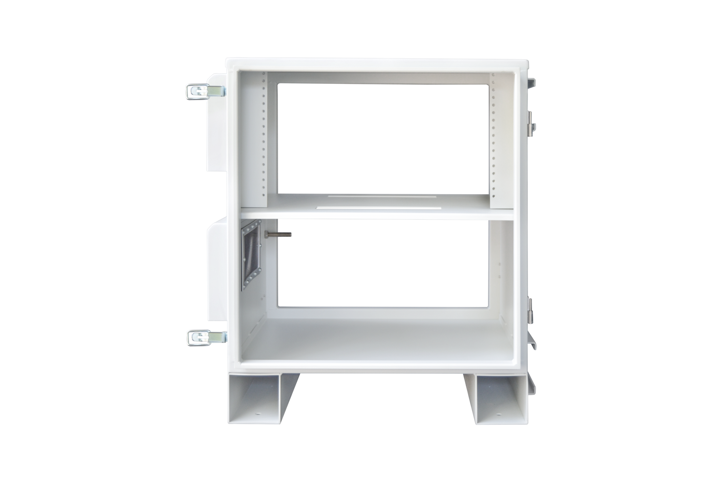 The use of post-hinges allows for the complete removal of both doors, for temporary ease of access or permanent installation.