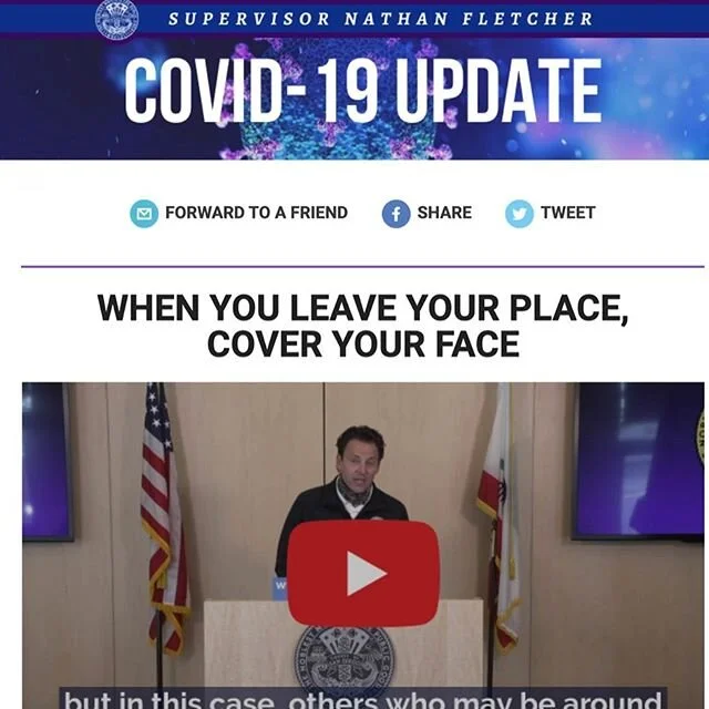 **UPDATE FROM SUPERVISOR NATHAN FLETCHER** (I&rsquo;m pretty sure it&rsquo;s not @nathanfletcher though...) &ldquo;Effective Friday, May 1 everyone must wear face coverings whenever they are in public and expect to come within 6 feet of a non-househo