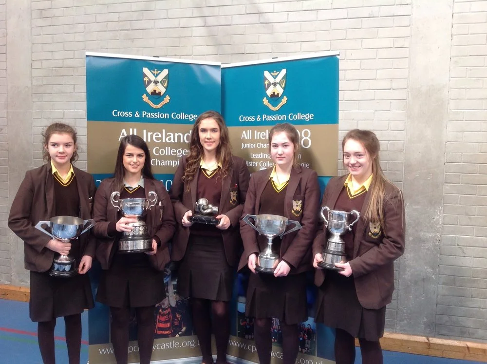 Caoimhe pictured with other team captains after CPC's 'Clean Sweep' of Ulster Titles.