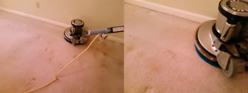 CitruSolution carpet cleaning buffer agitating citrus solvent into carpet fibers in a Marietta home