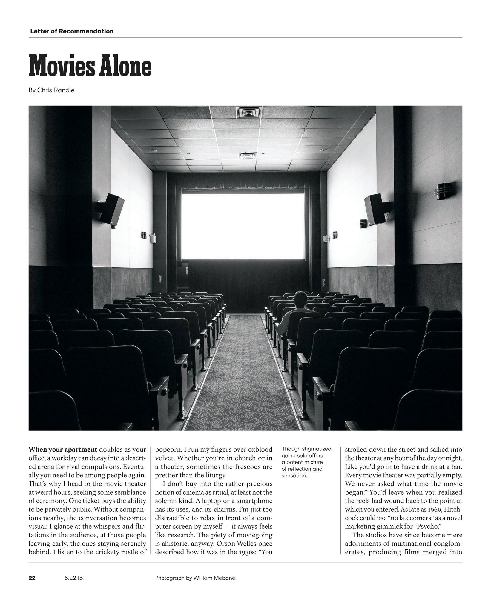 Letter of Recommendation: Movies Alone