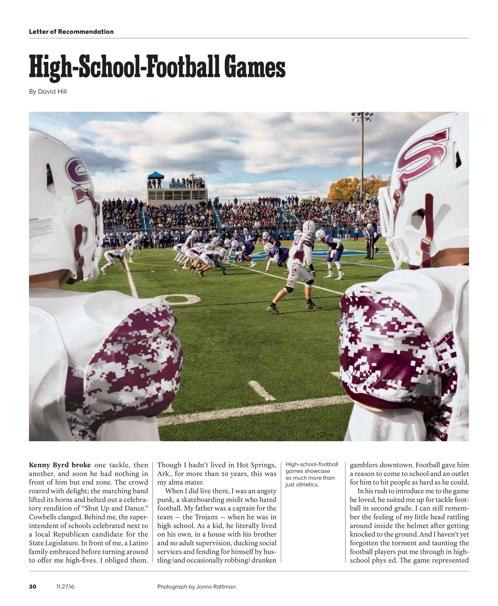 Letter of Recommendation: High-School-Football Games