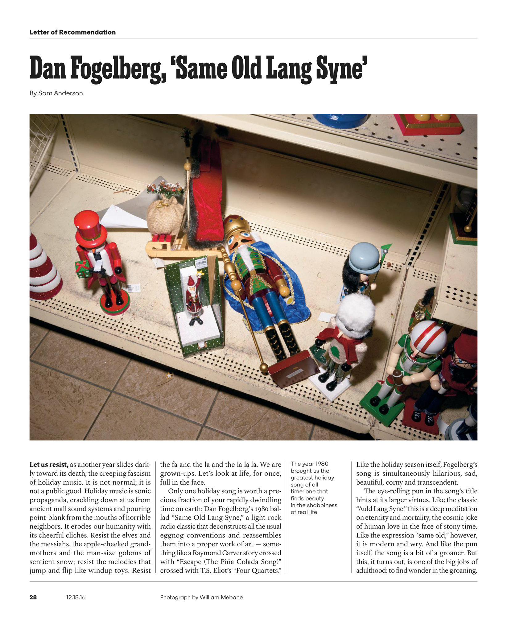 Letter of Recommendation: Dan Fogelberg, ‘Same Old Lang Syne’