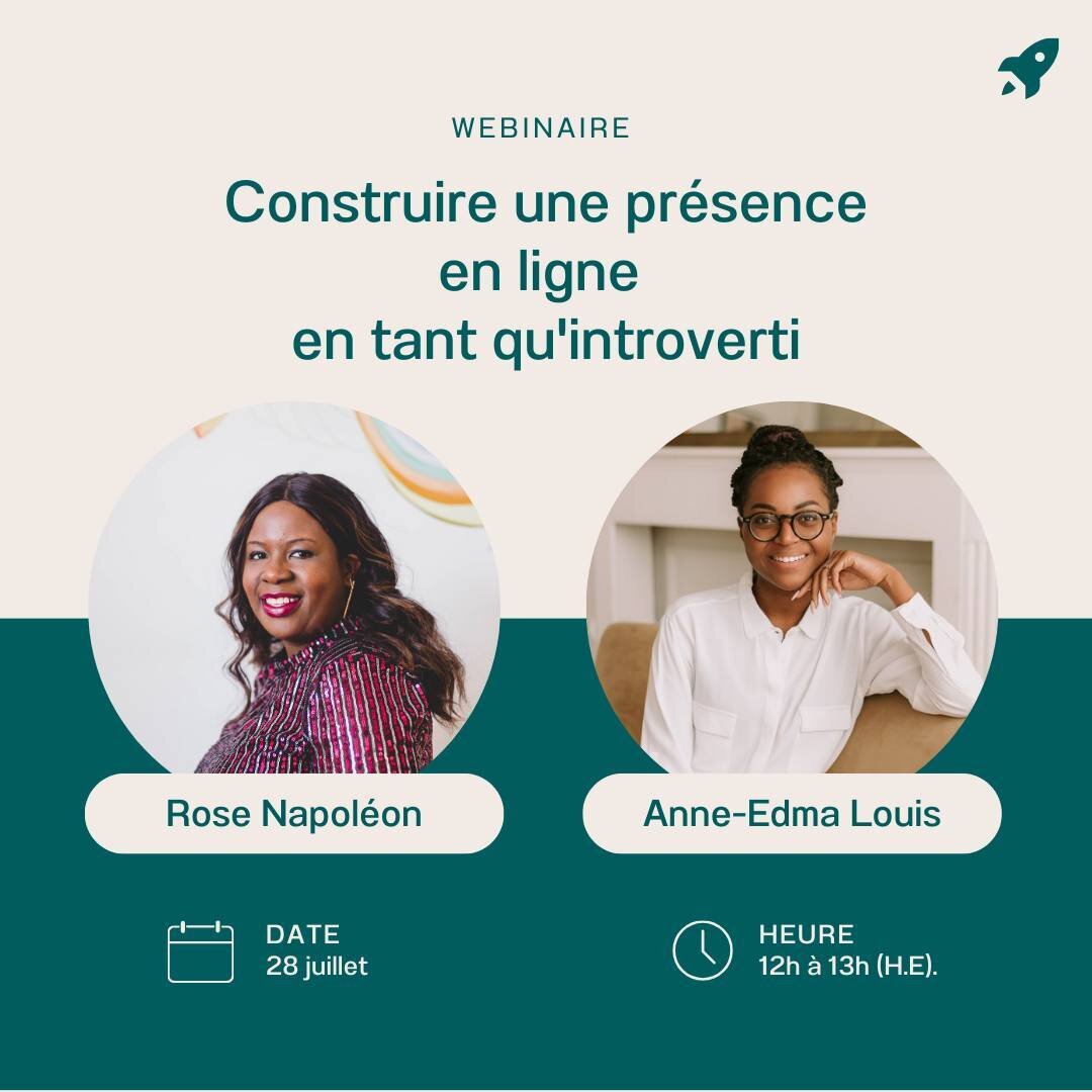 J-2 avant mon nouveau webinaire : Comment construire une pr&eacute;sence en ligne en tant qu'introverti. 🌐

C'est un tout nouveau webinaire anim&eacute; avec @rosenapoleoncommunications 

🗓️ Date : Vendredi 28 juillet 2023
⏰ Heure : 12h00 

Les suj