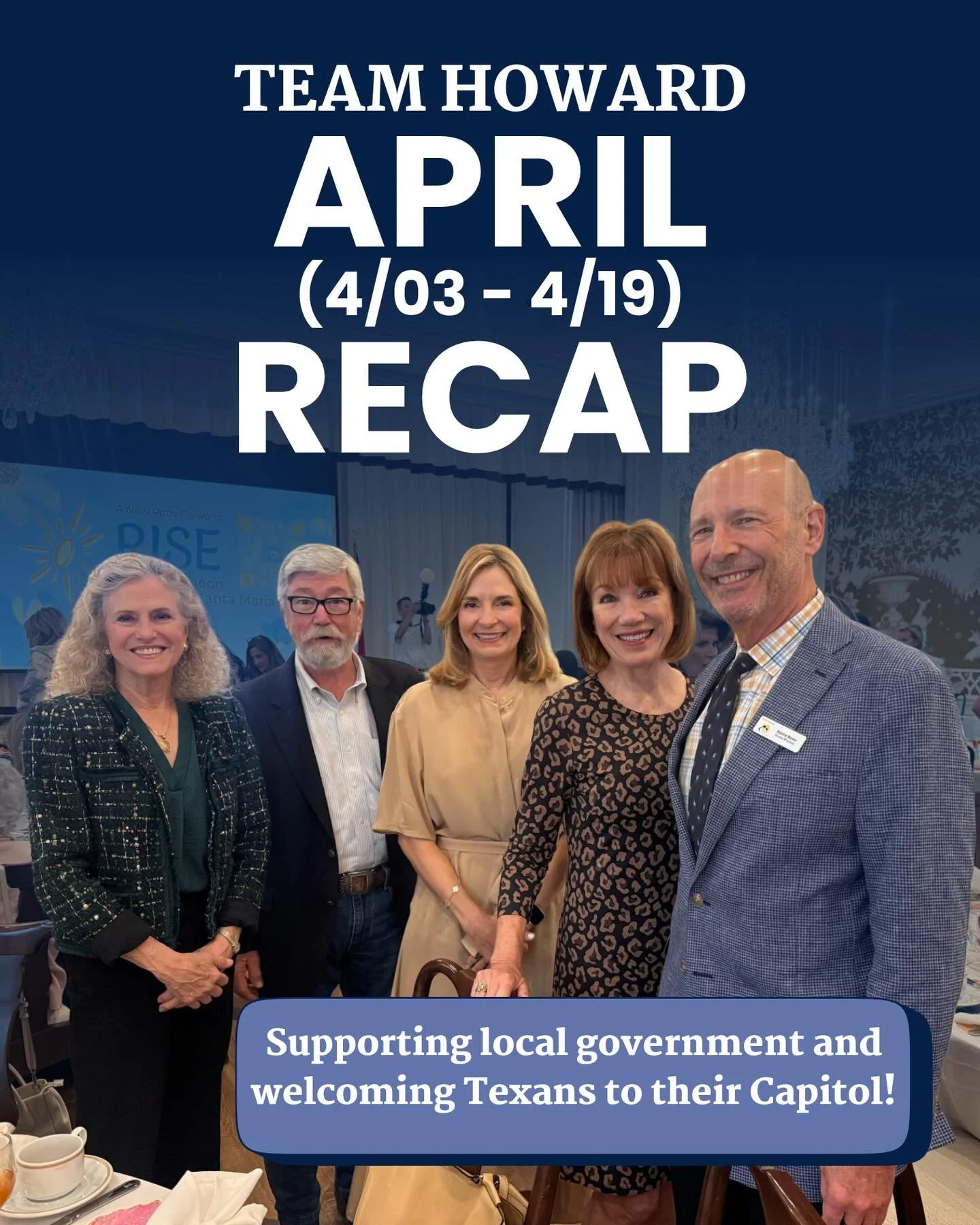 Rep. Howard had a busy April, including two trips to Houston for the @texashousedems Retreat, where she worked with colleagues to strategize for the 90th Legislative Session, and attended @santamaria_hostel Rise Luncheon, supporting substance use rec