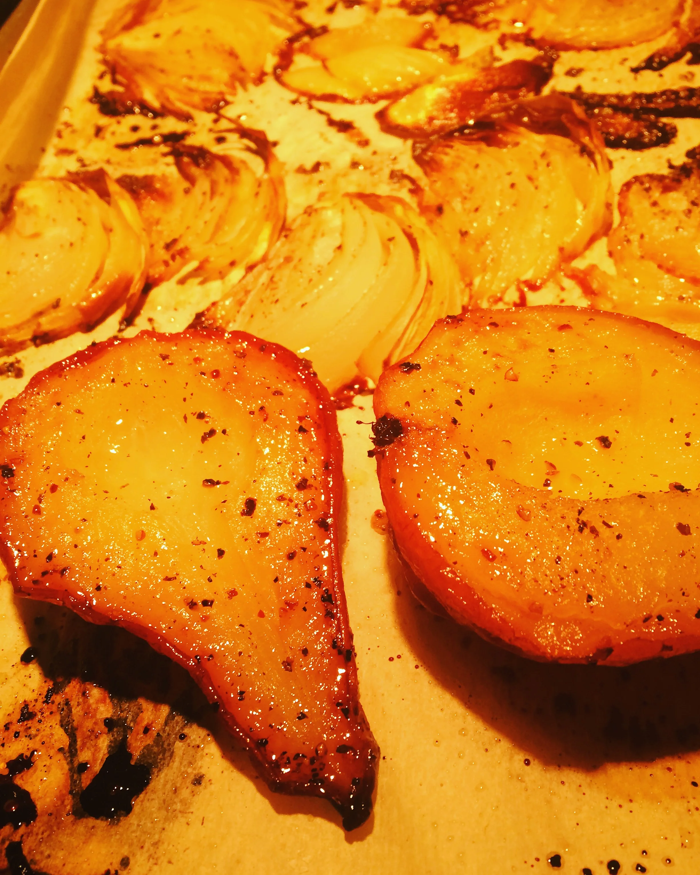 Roasted Pears and Onions