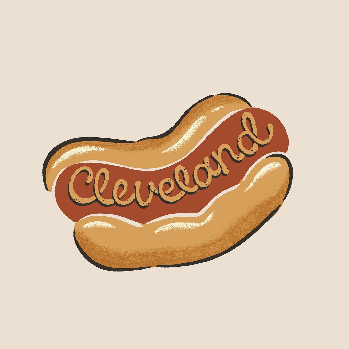 A super fun t-shirt design I created for @clevintagestore !! If you&rsquo;d like to show off your love for Cleveland and/or hot dogs and/or brown mustard I&rsquo;ll put the link in my bio for where to purchase it 🌭