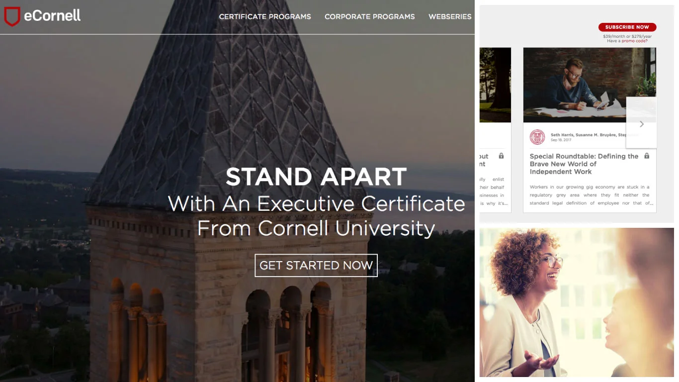 Origin worked with eCornell to design a digital experience that engaged their audience and elevated their postion in the online learning market.