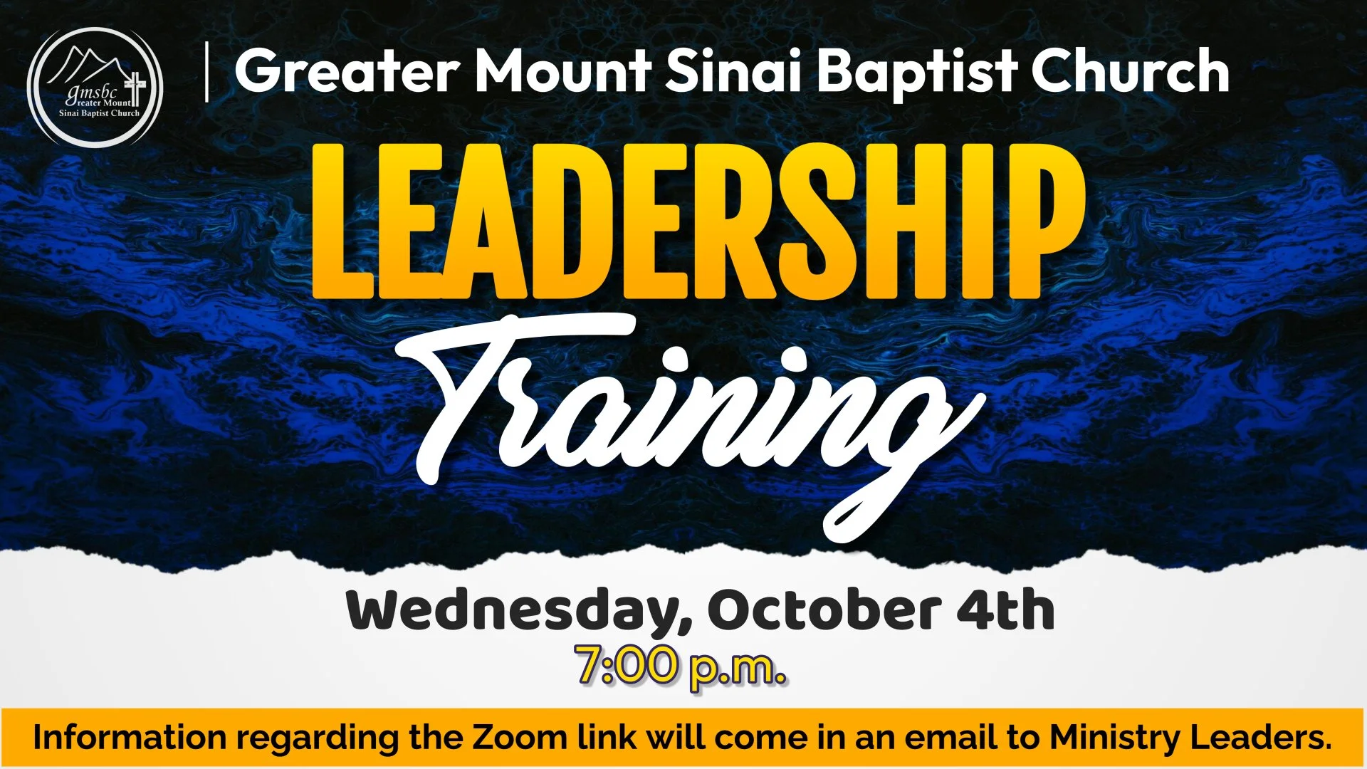Leadership Training October 4th — Greater Mt. Sinai Baptist Church