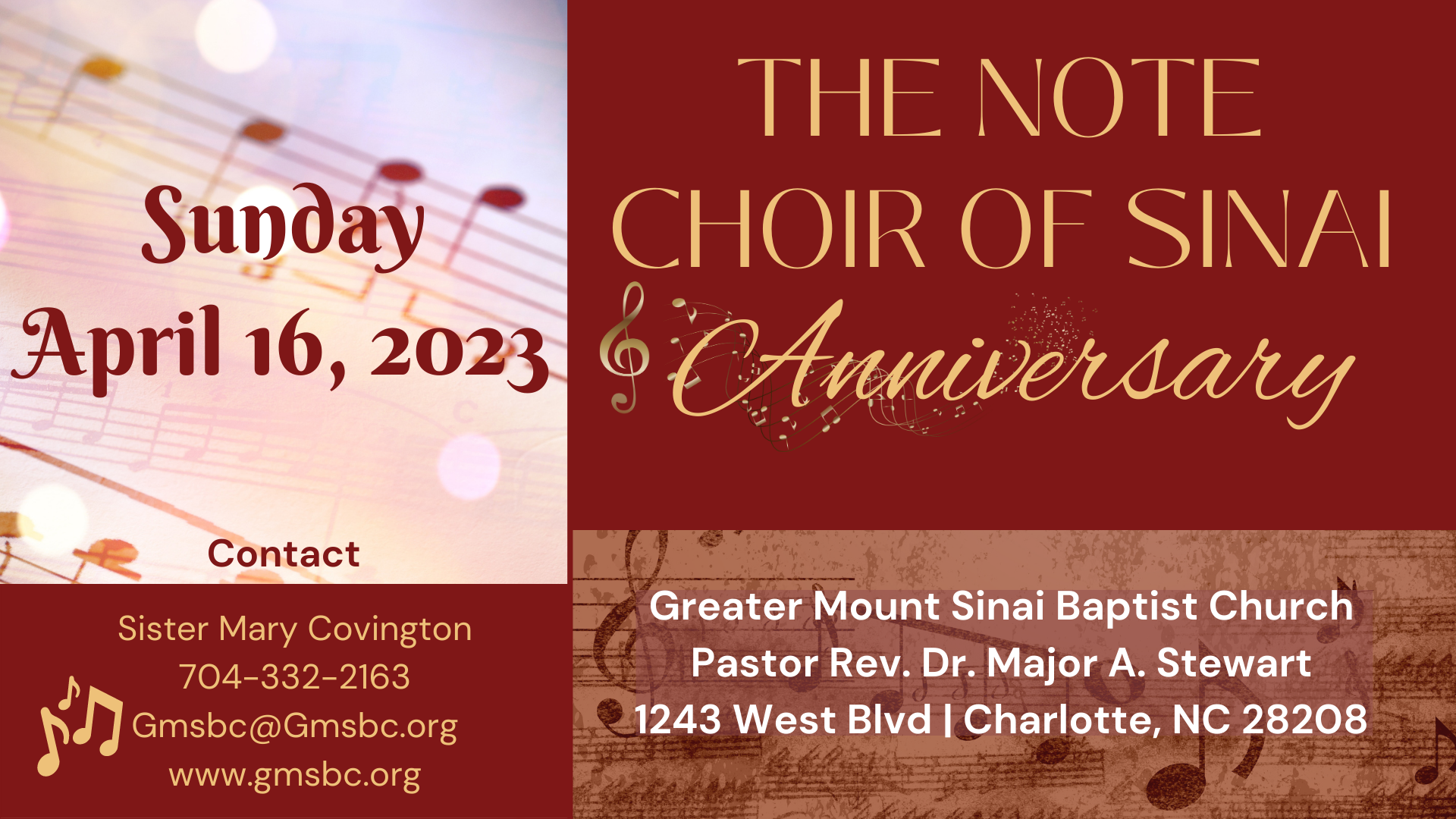 Note Choir of Sinai Anniversary April 16, 2023 — Greater Mt. Sinai