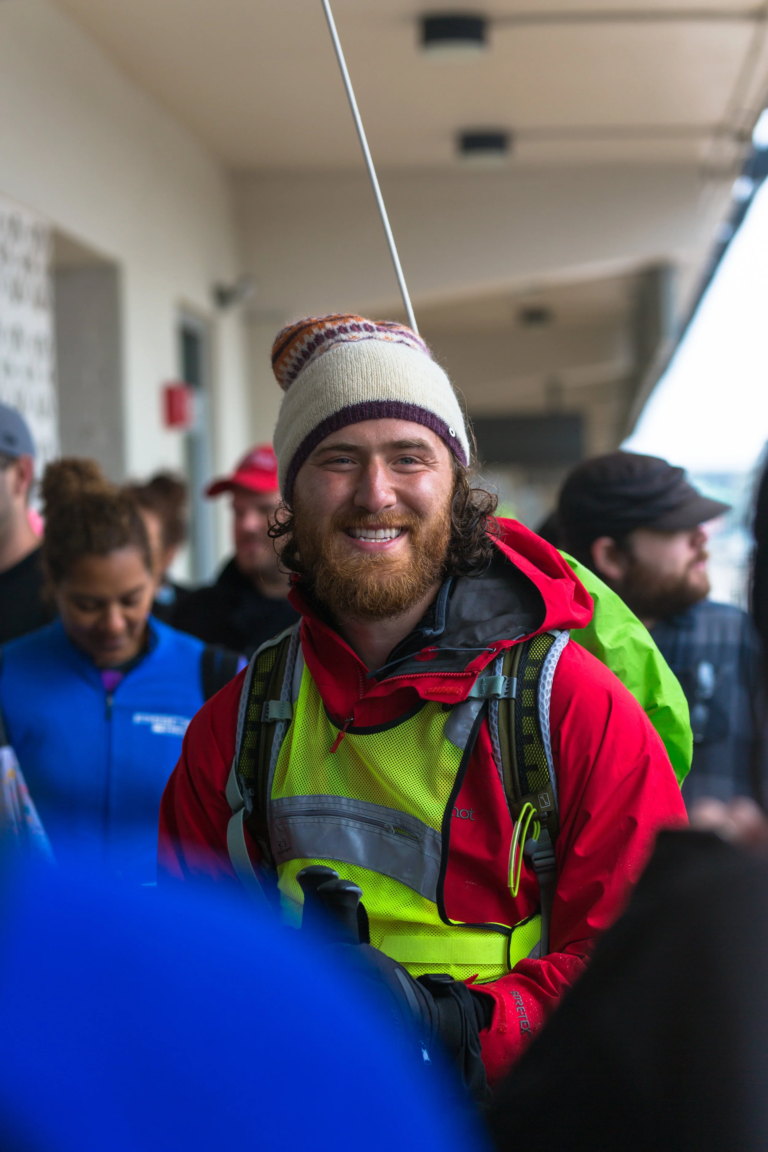 Mike Posner in Asbury Park, New Jersey. A rainy day one of walking across America. 04.15.2019