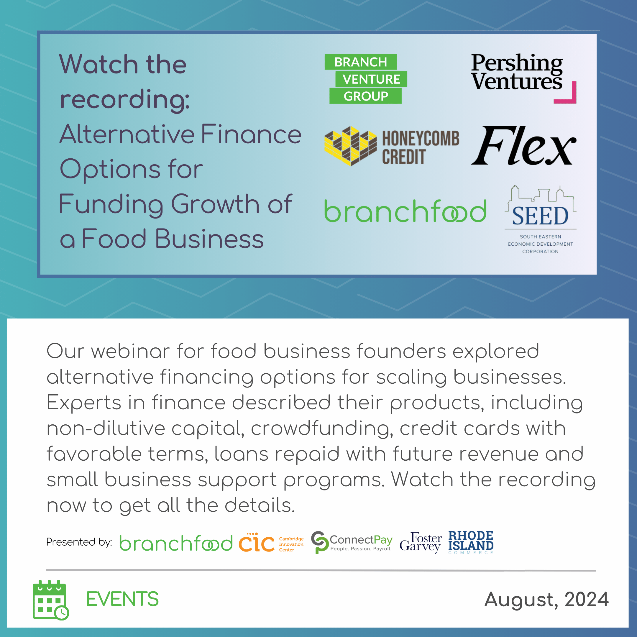 Check out our Recent Webinar: Alternative Finance Options for Funding Growth of a Food Business