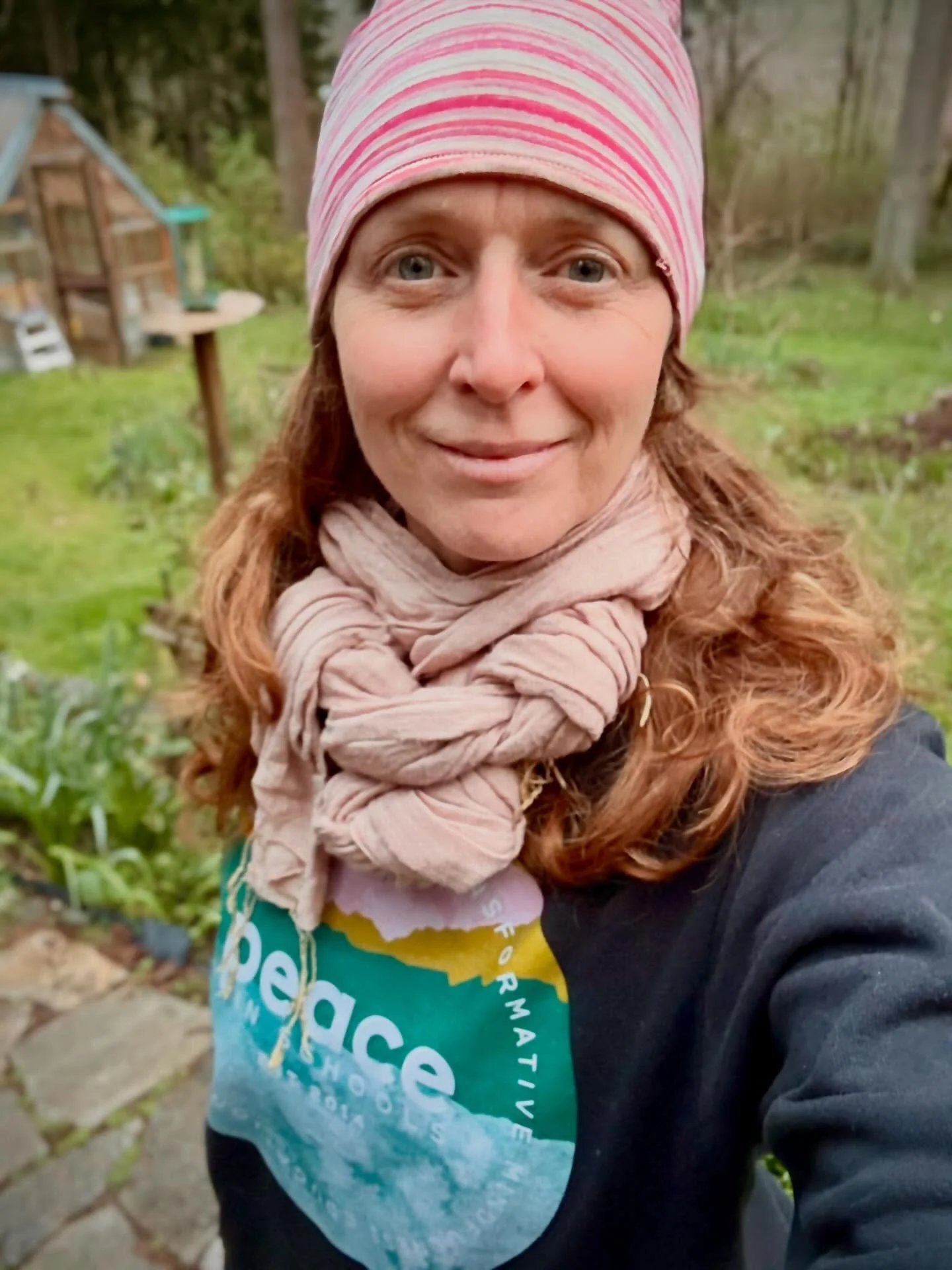 So here&rsquo;s 53 y&rsquo;all. Wrinkles, no make-up, scarf knotted up to stay out of the thorns when gardening, favorite dirty worn @peaceinschools sweatshirt and all. For the last three years, birthday&rsquo;s have been even more inimately woven wi
