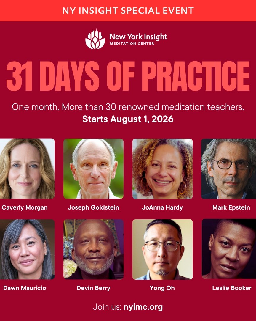 The 31 day challenge is on!

This month-long online program brings together an incredible group of meditation teachers&mdash;including Joseph Goldstein, JoAnna Hardy, Mark Epstein, Caverly Morgan and many others&mdash;for a shared commitment to daily