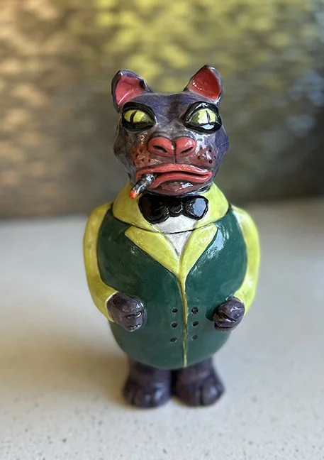Singapore Murphy, stoneware with underglazes, 6x9.5, 2024