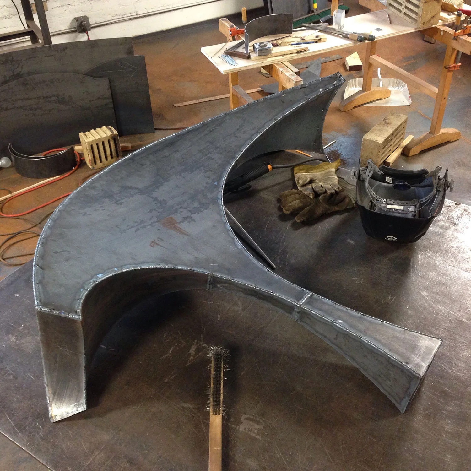 Welding complete and ready to grind edges