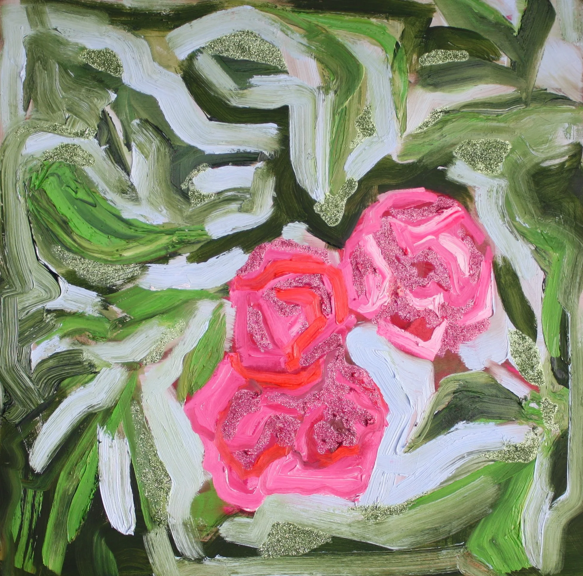 Drown her pain in lemonade_16x16_2024_lisa britton_rose painting_glitter art.JPG