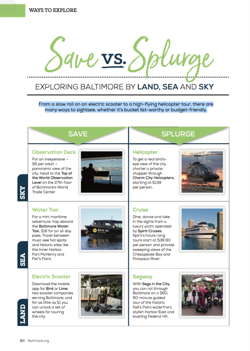 Save vs. Splurge: Exploring Baltimore by Land, Sea, and Sky