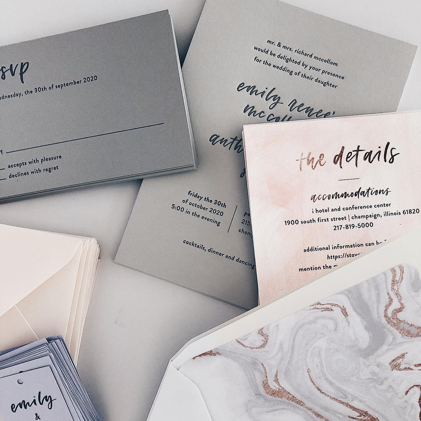 yes, all couples who work with me get custom calligraphy created for their invitations. and i do have my signature lettering styles but you can request something slightly different 😊
p.s. - zoom in on the invitation for pretty letterpress texture 😍