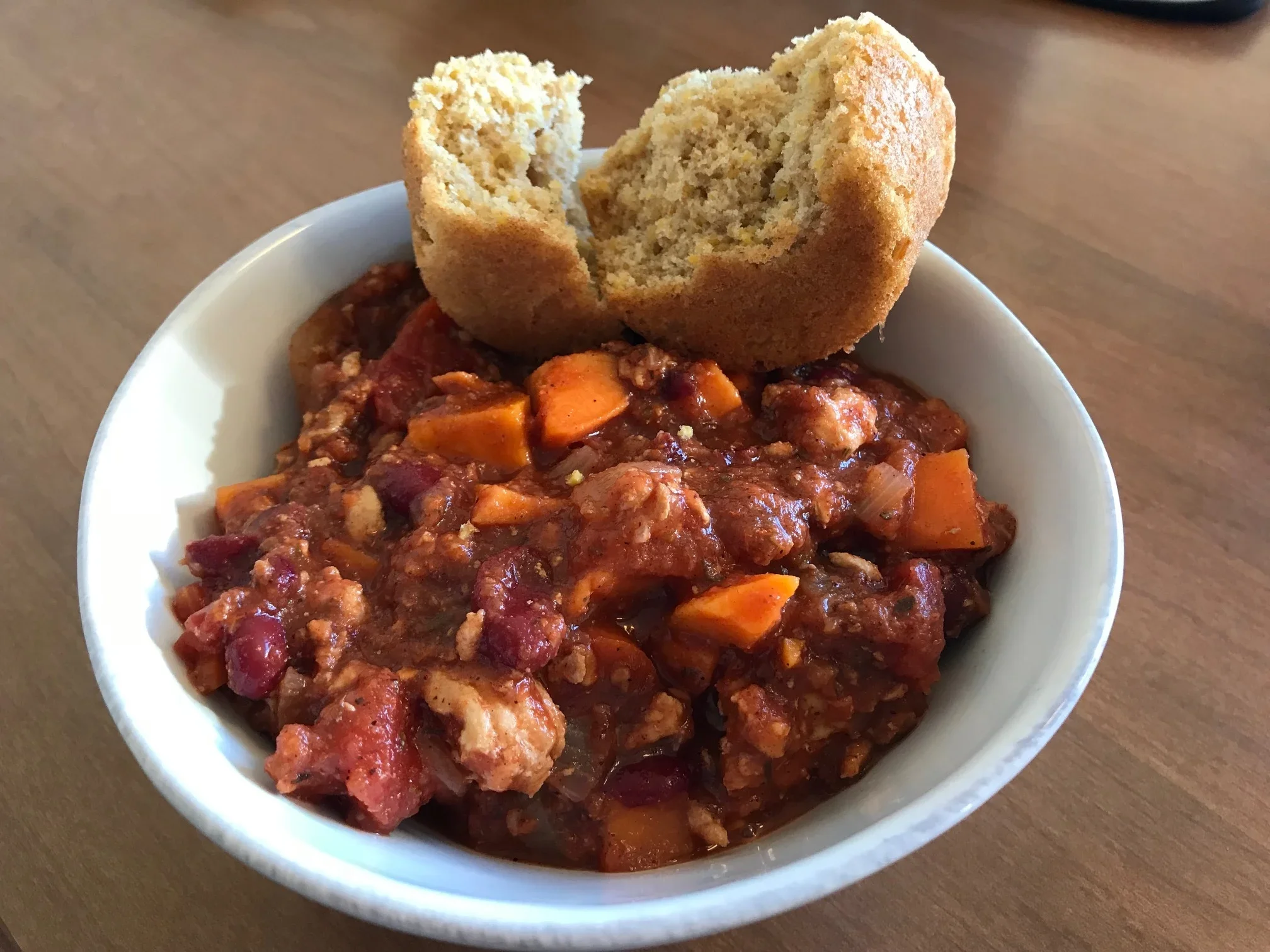 Sweet Potato Chili and Cornbread