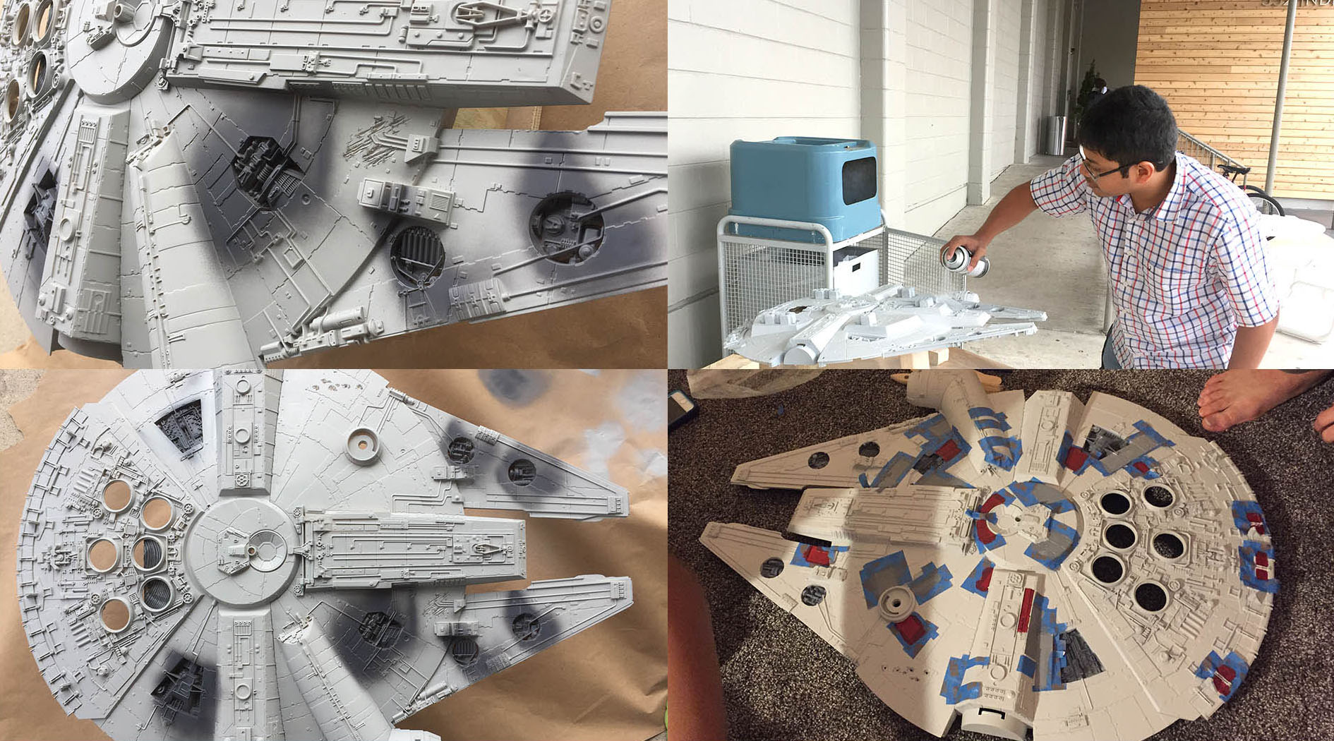Priming and masking he prop before paint.