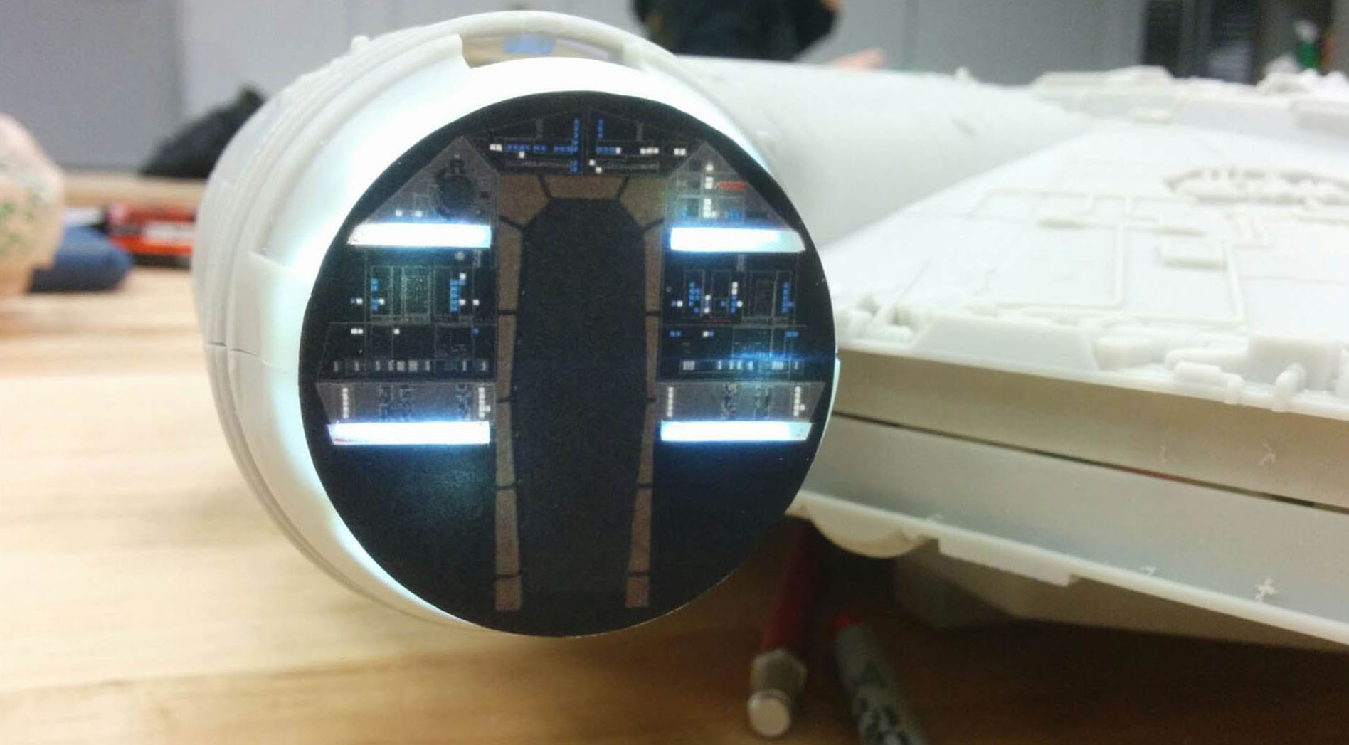 Practical lights added inside the cockpit with an image printout.