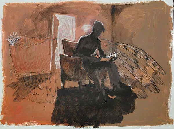 FULLER. Todd. BARN OWL. 2017. acrylic, chalk & charcoal on paper. 57x76cm.jpg