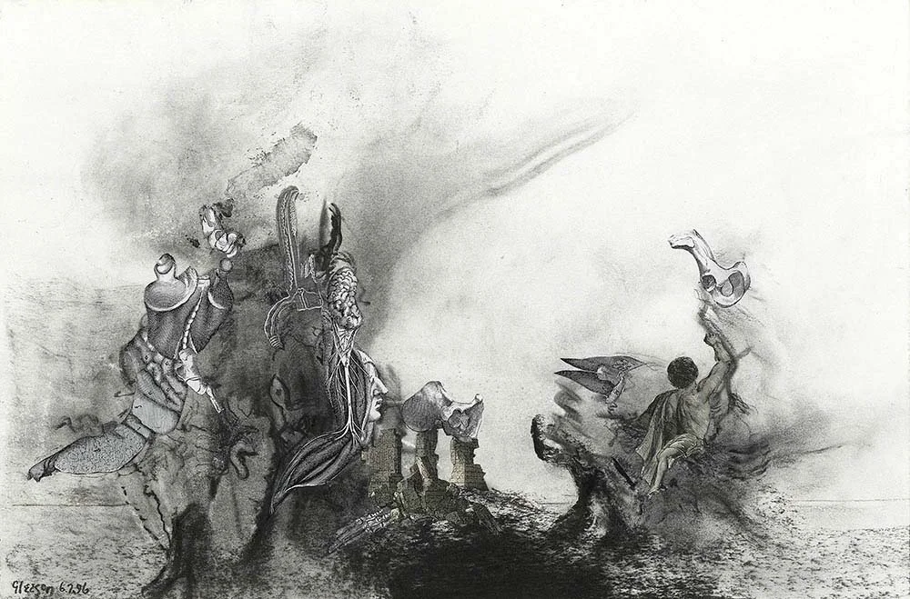 GLEESON. James. STUDY FOR LOOKING OUT TO SEA. 1996. charcoal and collage on paper. 30.5x46cm $.jpg