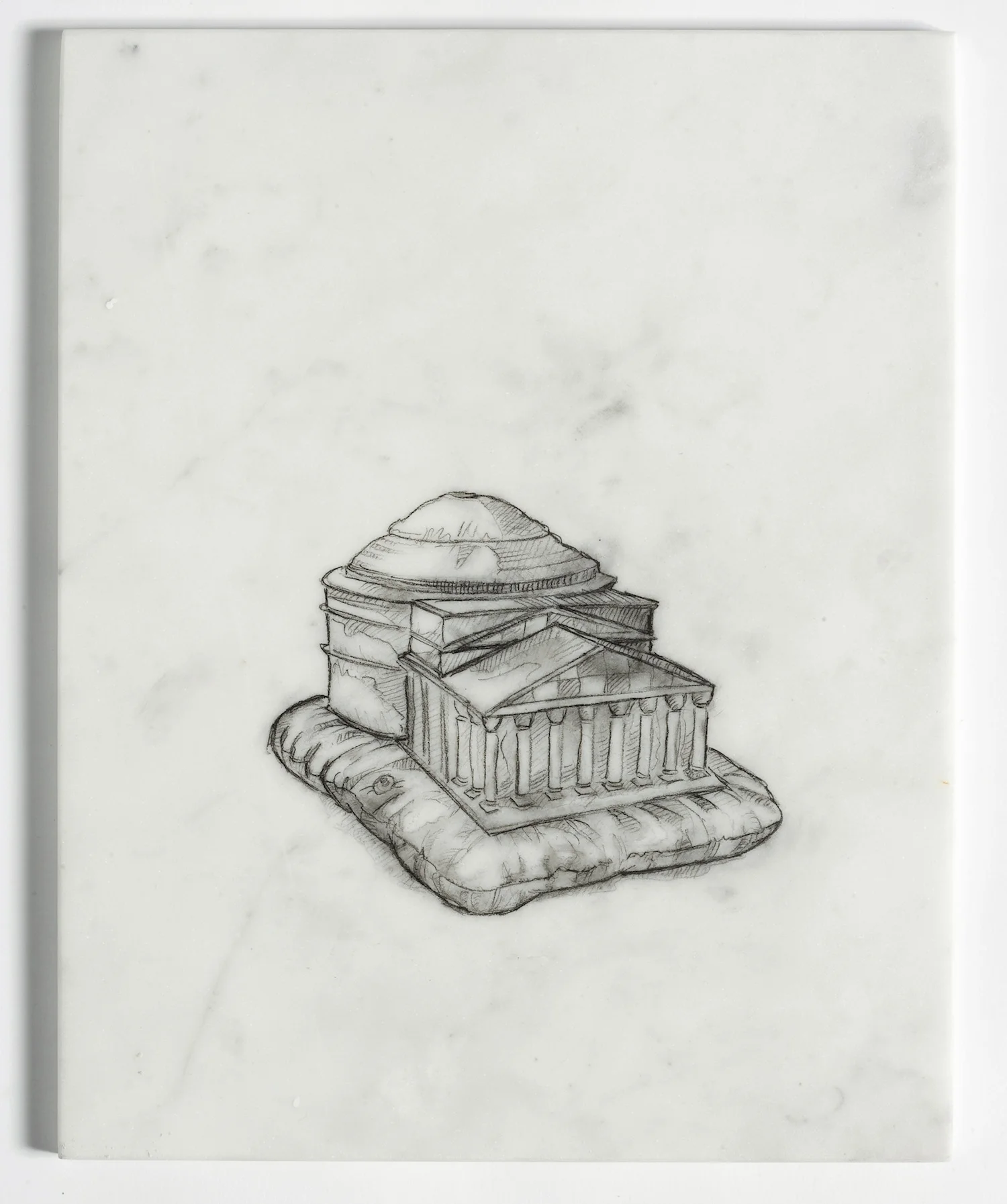 "NOTHINGS GONNA CHANGE MY WORLD (RAPHAEL’S PANTHEON)” 2010 graphite on marble