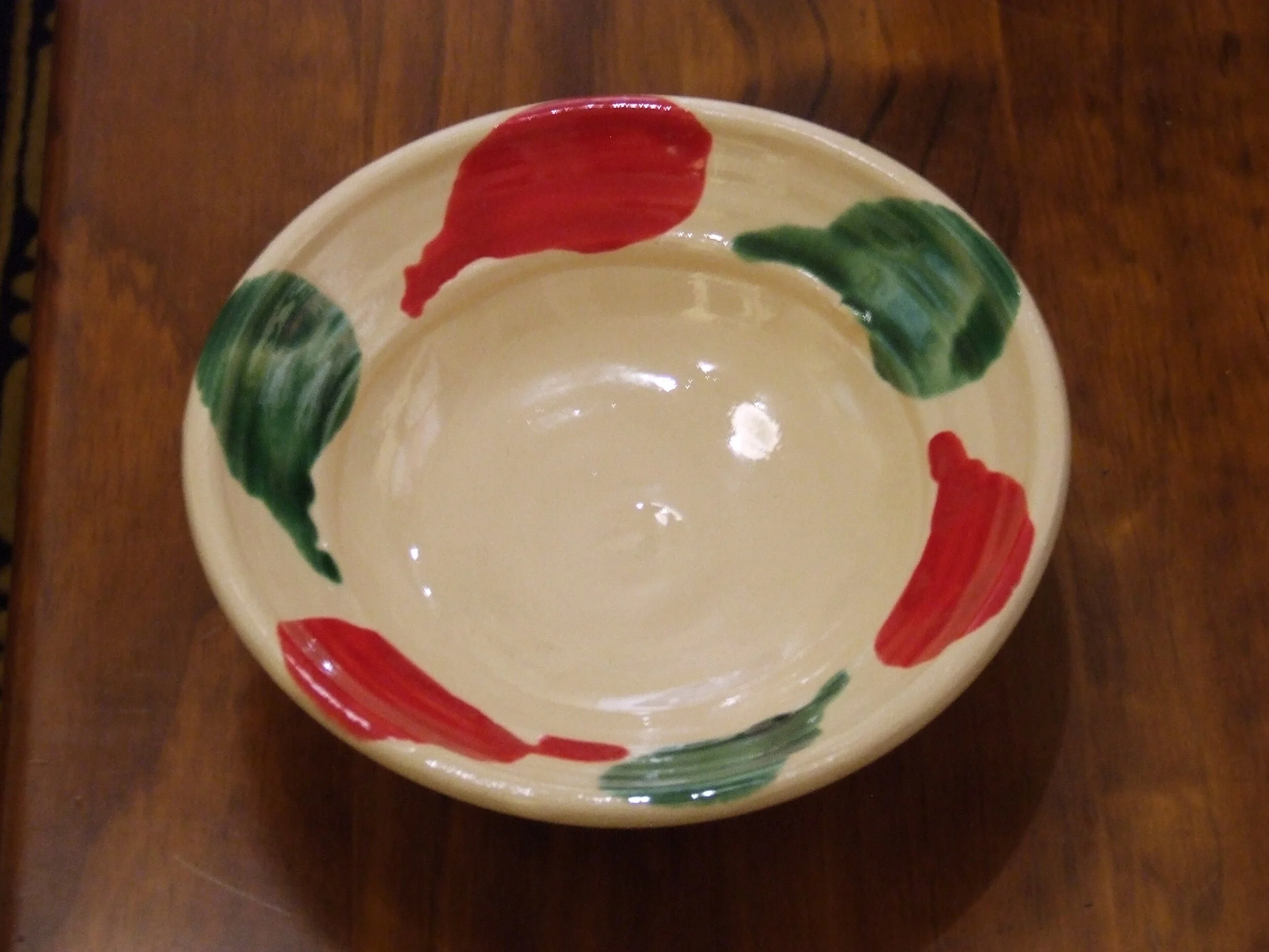 "BOWL WITH RED &amp; GREEN" 2007 glazed ceramics