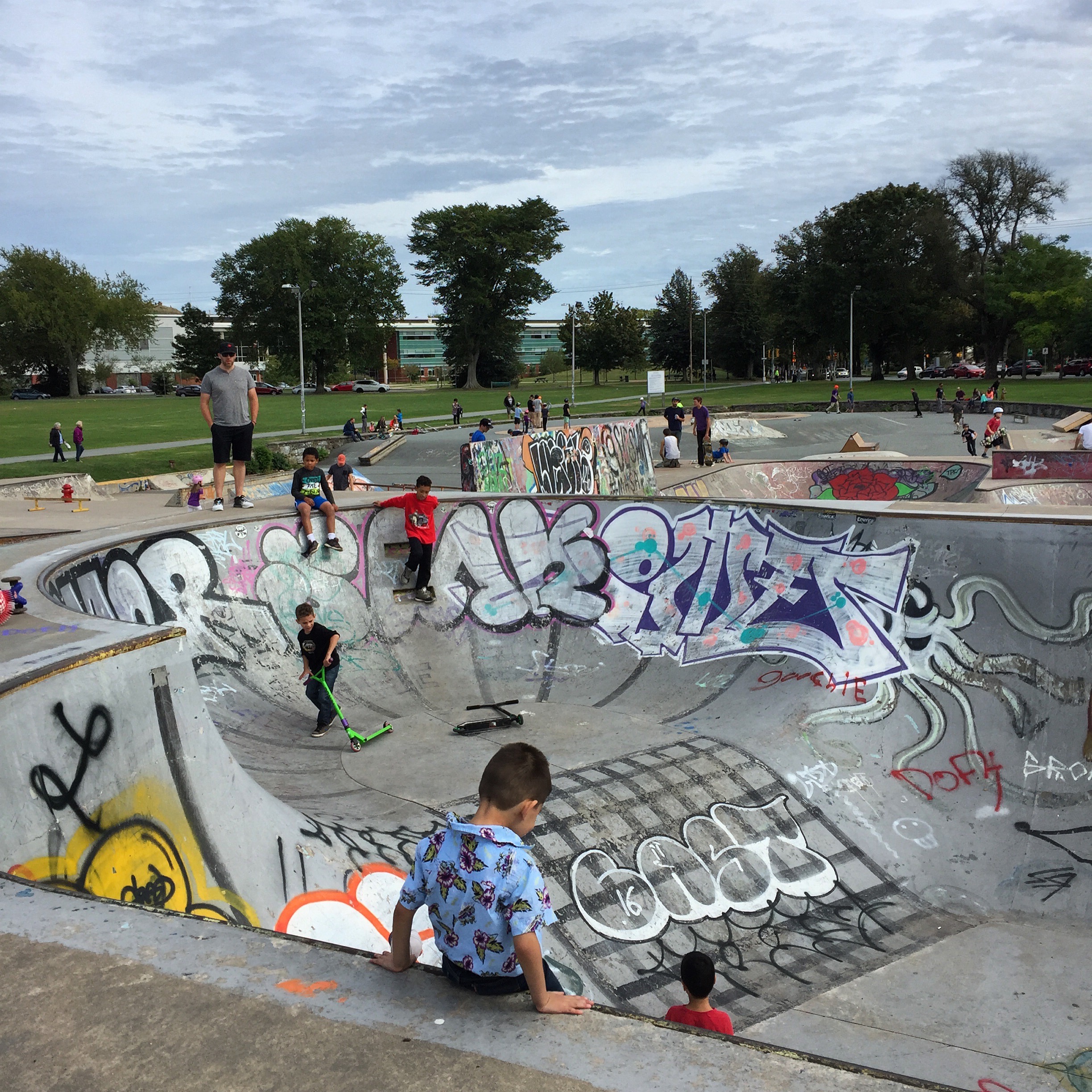  HALIFAX | Taim Habash, 5, looks on as the big kids skate around the park pit. His family was resettled to Canada nine months ago from Lebanon, as part of the Liberal government's ambitious plan to bring 25,000 Syrian refugees to Canada. October 3, 2