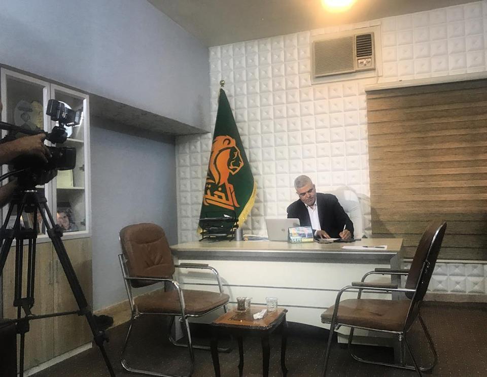  BAGHDAD | Karim al-Nouri, a senior Badr official now running on Hadi al-Amiri's Fatah list. His office is lined with photos taken from his time on the frontline in the fight against IS. What future do the various political parties with affiliated mi