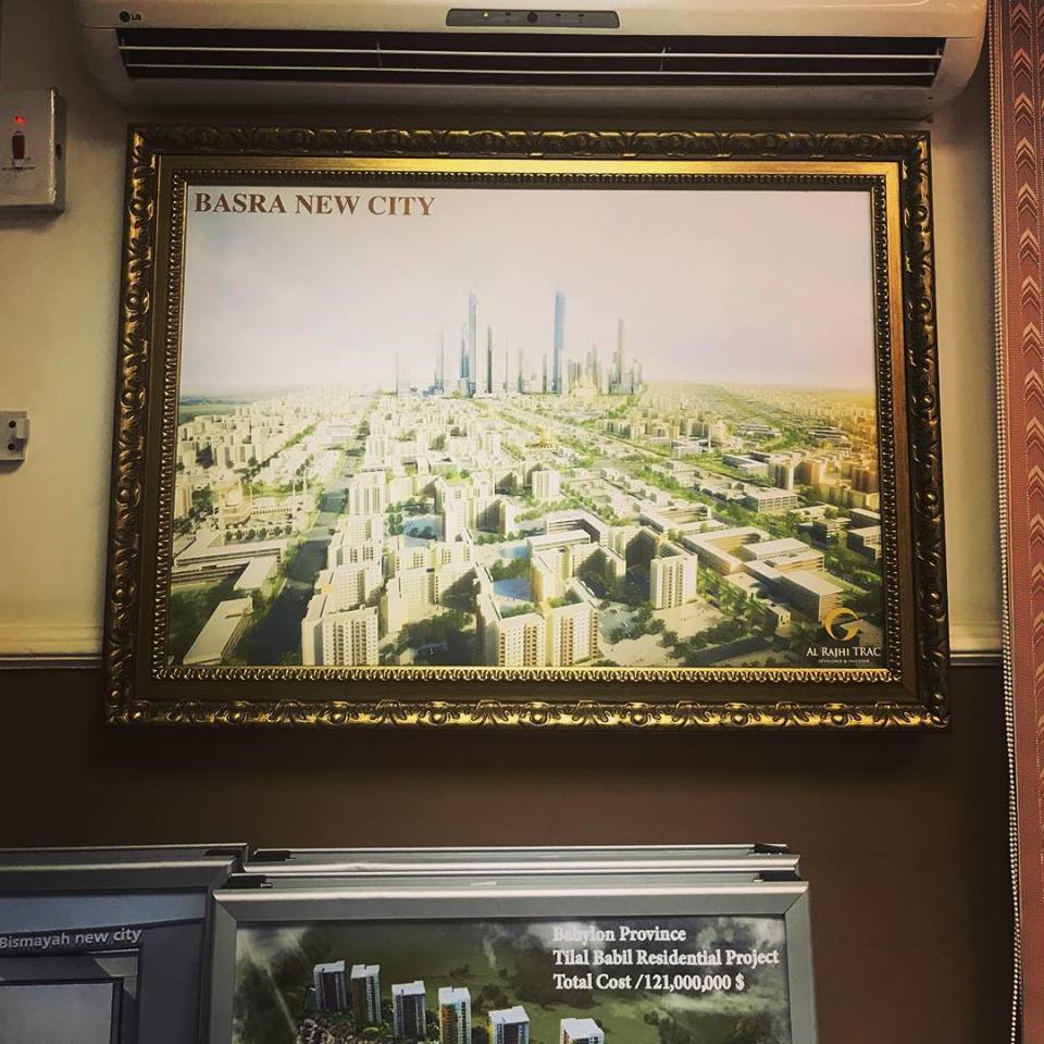  BAGHDAD | An alternative vision for Basra hanging on the wall of Iraq's National Investment Commission as conceived by Al Rajhi TRAC. This housing development project has been on hold since April 2012. Meanwhile, protestors in the oil-rich province 