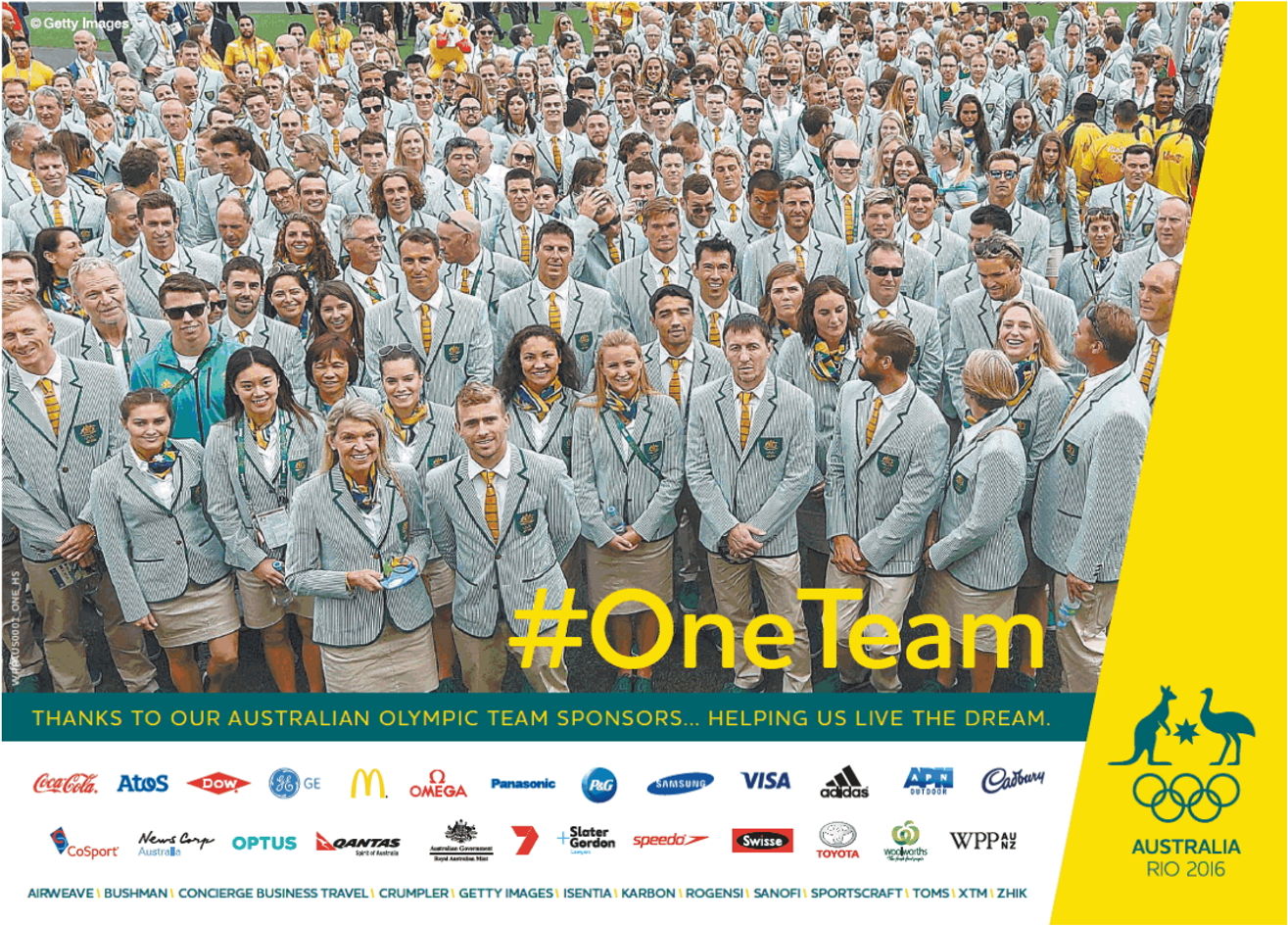 BigDatr first captured #OneTeam creative on 07th June 2016 appearing in The Daily Telegraph, Herald Sun, The Advertiser and NT News