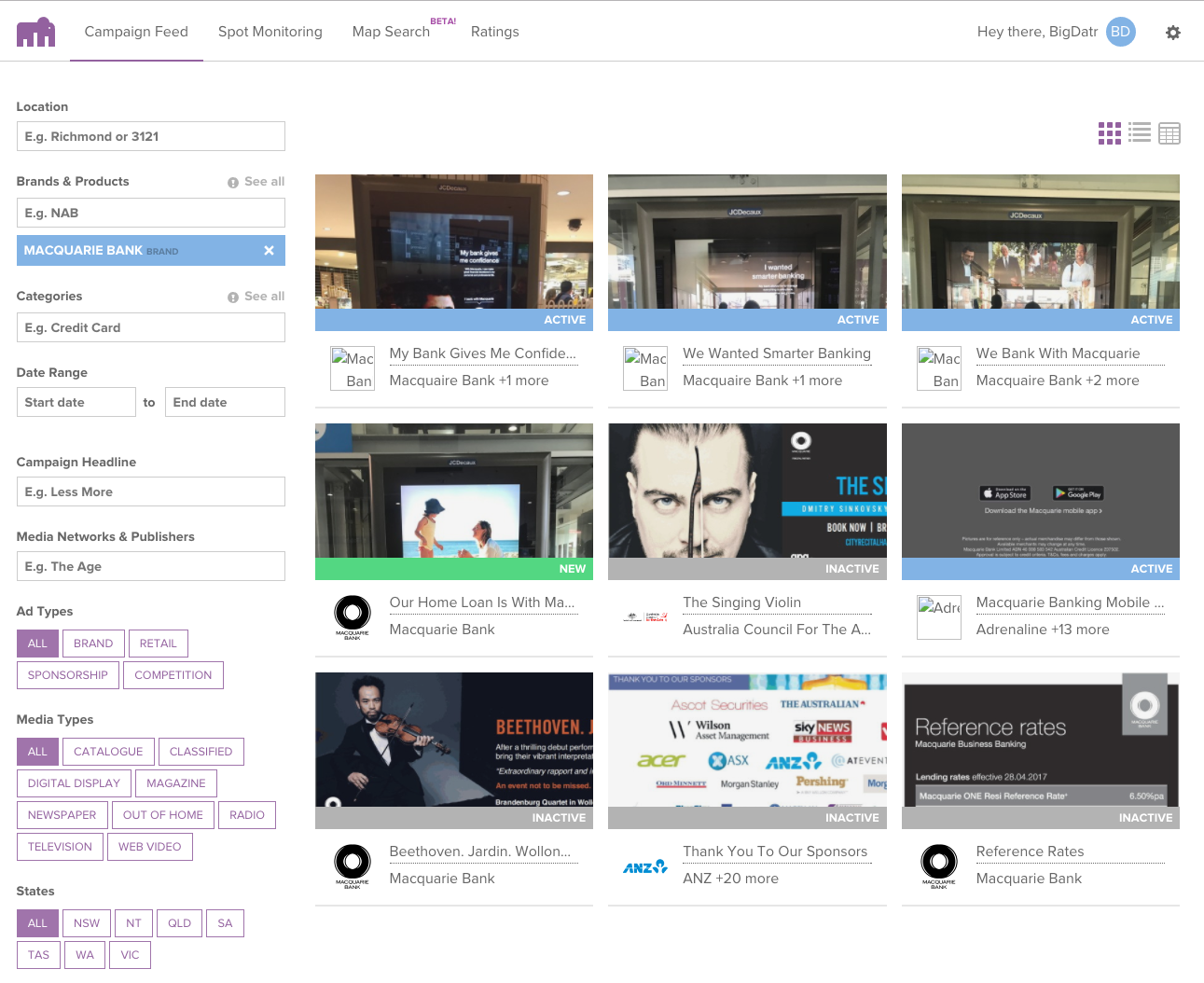 BigDatr's Campaign Library collection of Macquarie Bank campaigns