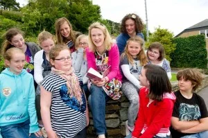 Sarah with some young readers