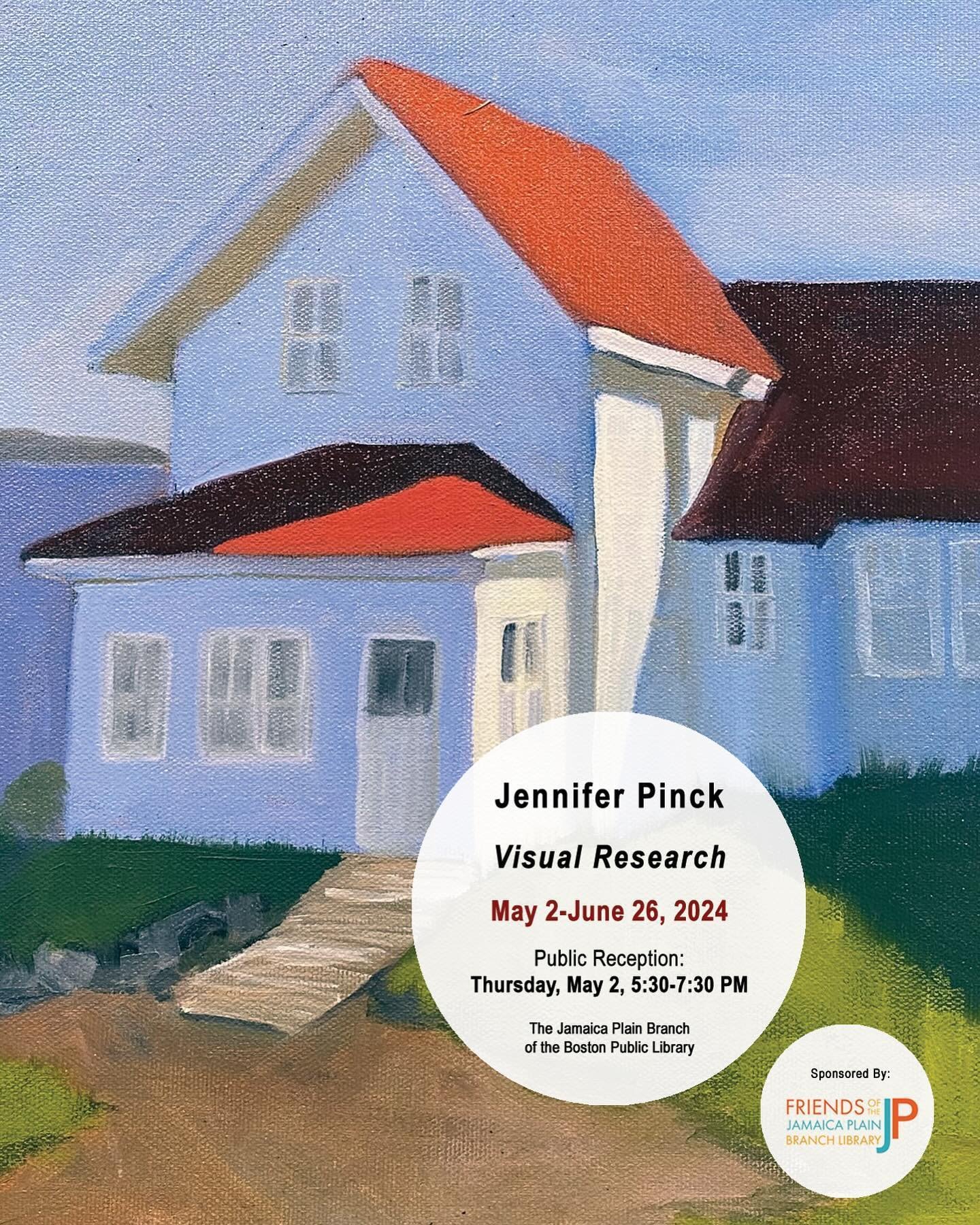 New art alert! Join us as we feature @jenpinck and her latest exhibit, &quot;Visual Research,&rdquo; highlighting Pinck's multifaceted experiences and her profound passion for painting. Reception @bpljamaicaplain May 2 from 5:30-7:30 PM #jamaicaplain