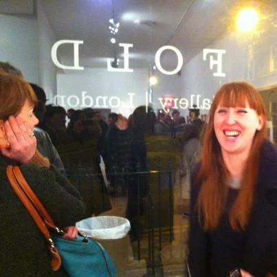 Mel at friend's exhibition opening, Fold gallery, London