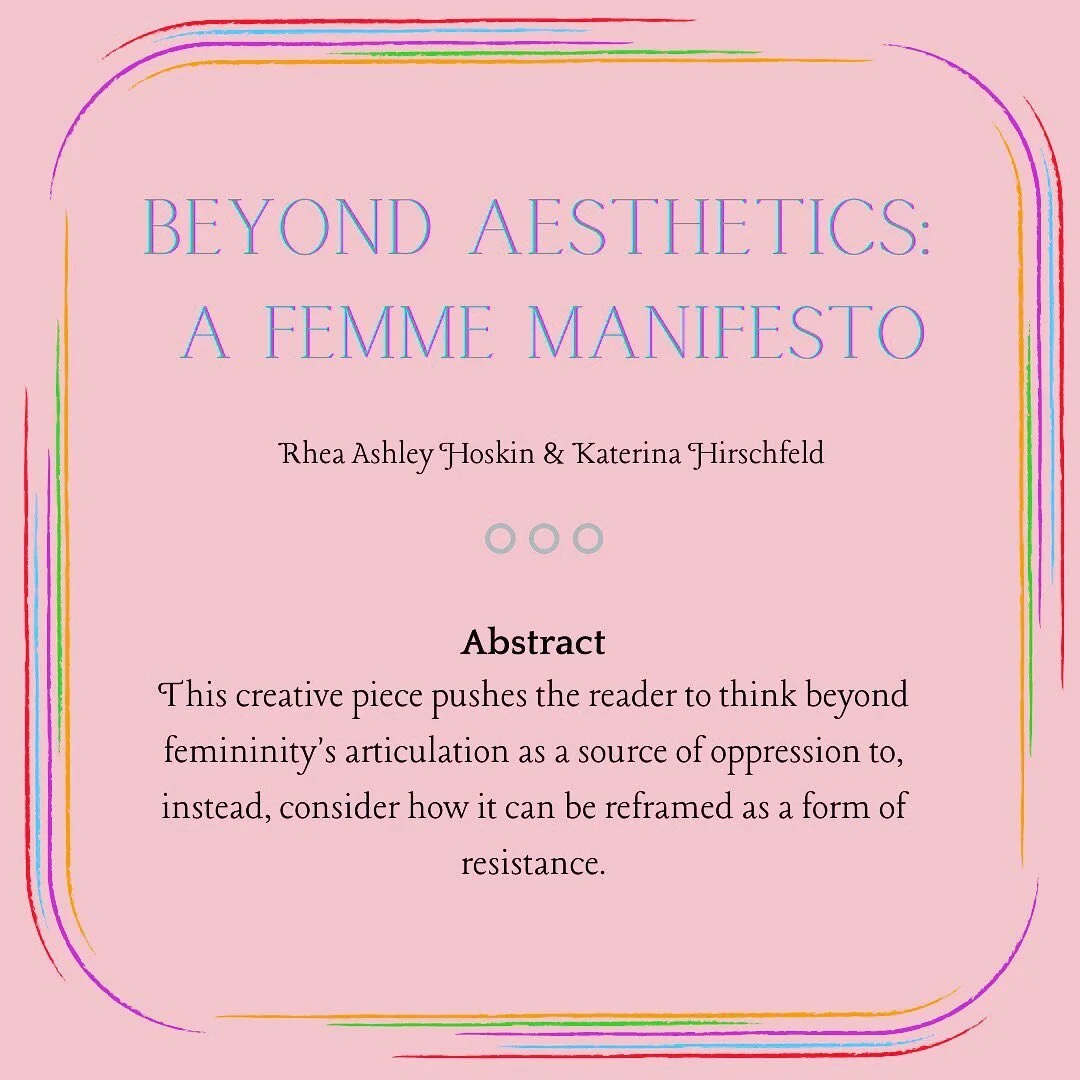 Good morning, femmes and friends! Here is a creative piece that I co-authored with @kathirschfeld  In this piece, we urge folks to rethink femininity&rsquo;s normative articulations as a ubiquitous tool of oppression (versus a source of oppression ~f