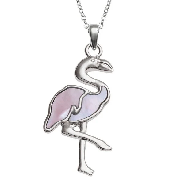 Tide Jewellery Flamingo Necklace, inlaid Mother of Pearl shell