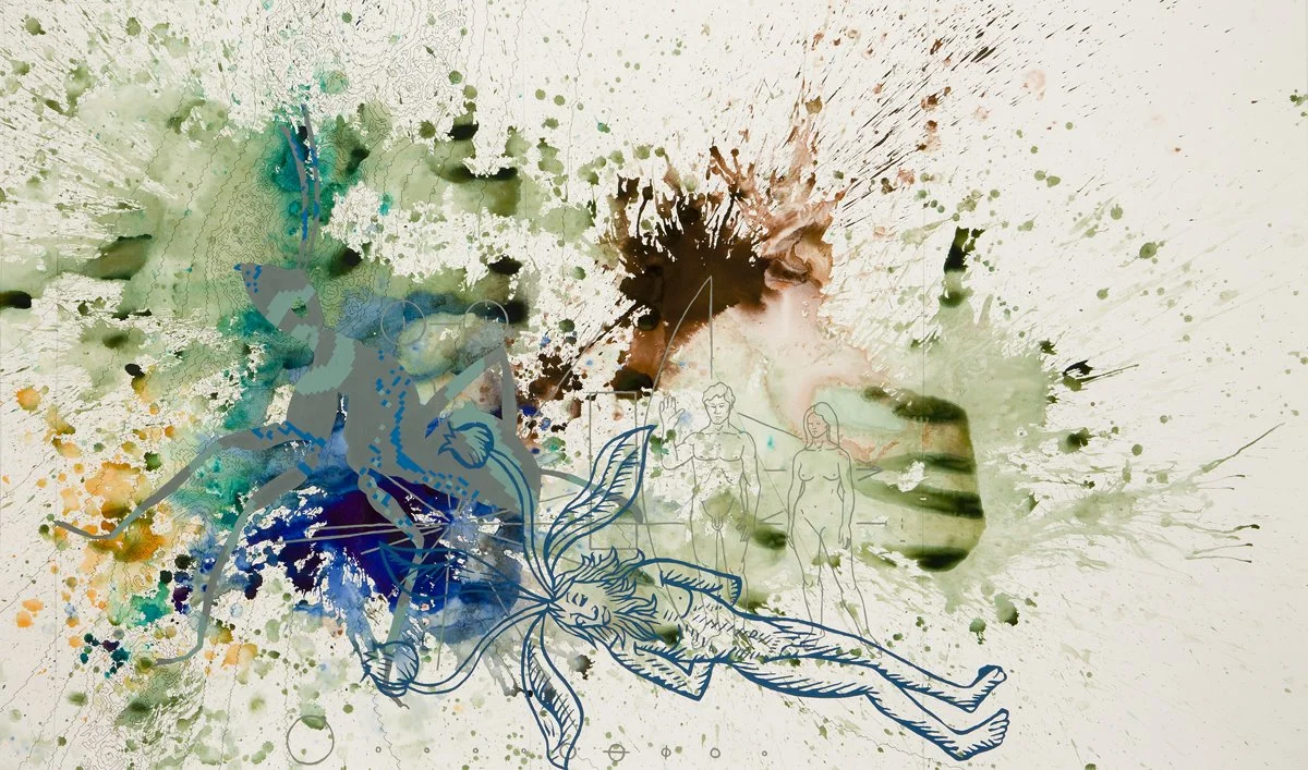 Jesse Bransford, Animal, Vegetable, Mineral, 2008, 74x43.5, Acrylic, watercolor and graphite on paper.