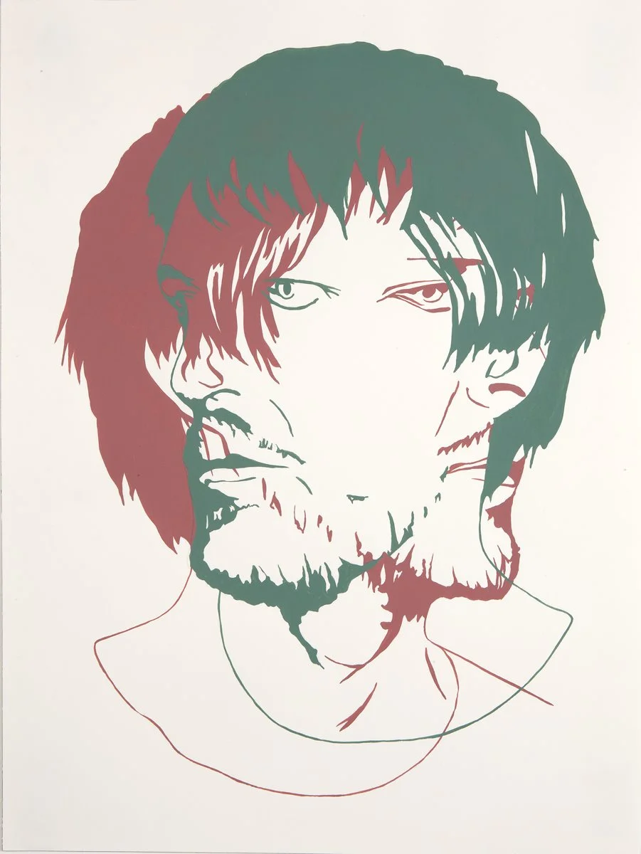 Jesse Bransford, Telepathy (Karsten/Karsten), 2007, 24x18” (1 of 5 pieces), Acrylic and graphite on paper.