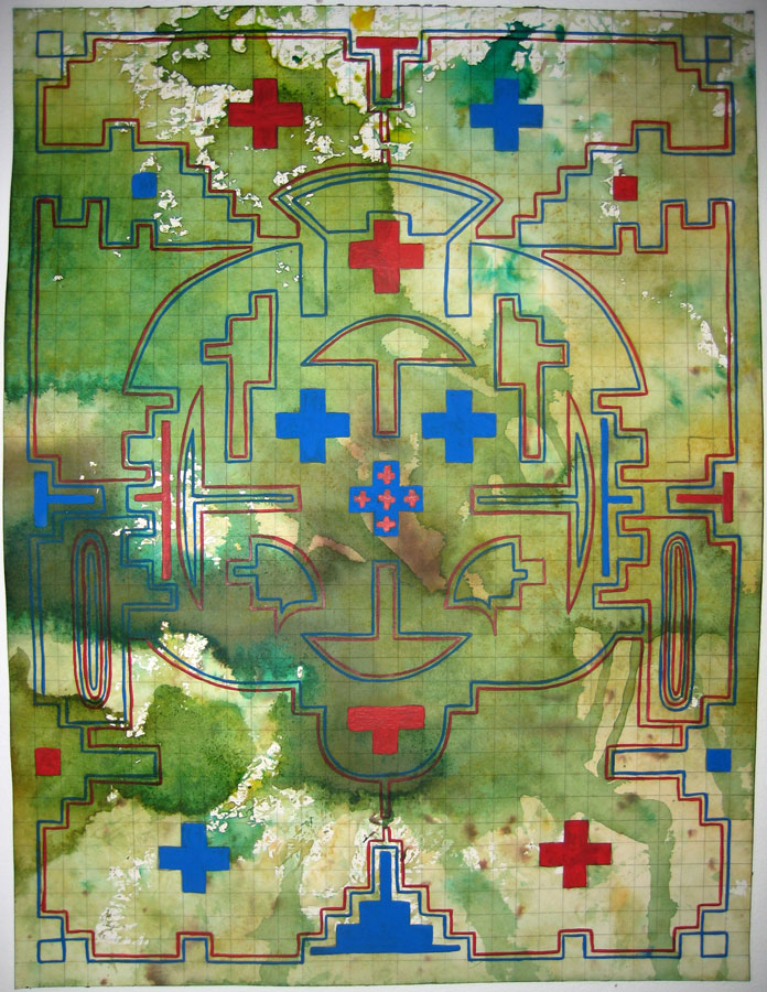Jesse Bransford, Home-grown Icaro, 2009, 12x16", Acrylic, watercolor and ink and on paper. Collection of the David Shaw.