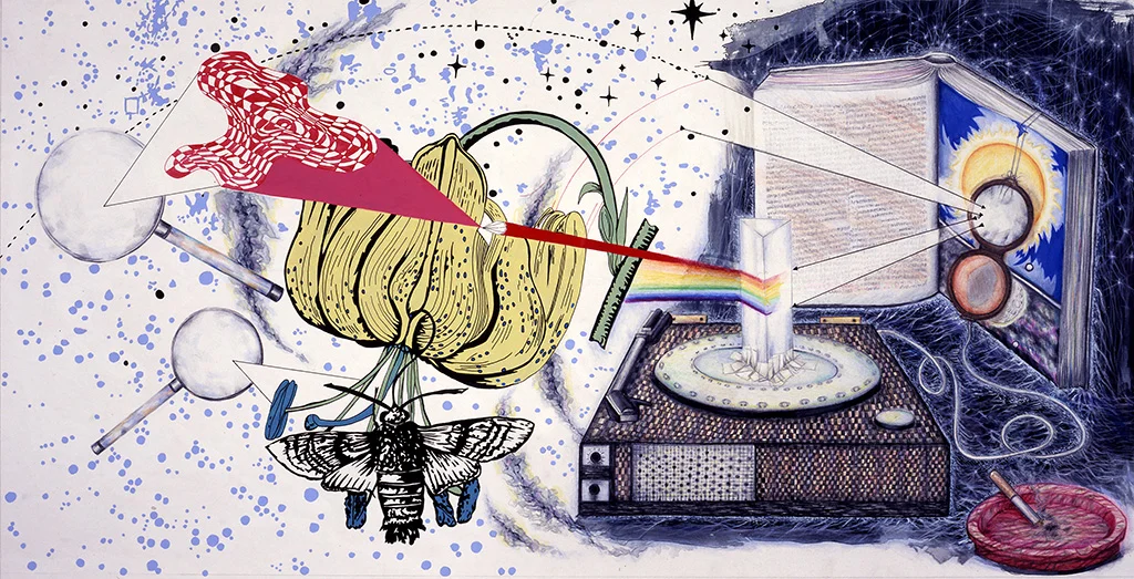 Jesse Bransford and Lorenzo De Los Angeles, "Untitled (01)", 2002, 40 1/4"x20 5/8", Colored pencil, ink and acrylic on paper. Private Collection.
