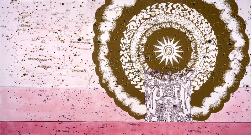  Jesse Bransford,&nbsp; Altar , 2005, 78x42", Acrylic, ink, watercolor and graphite on paper. Collection of Jeffrey Pechter. 