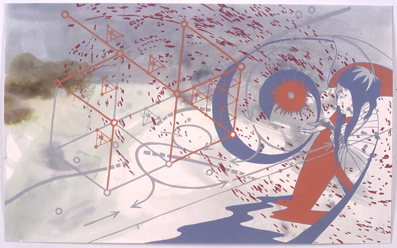  Jesse Bransford,&nbsp; Untitled (Flare) , 2005, 22.25x14", Acrylic, ink, watercolor and graphite on paper. Collection of Kevin Van Gorp. 