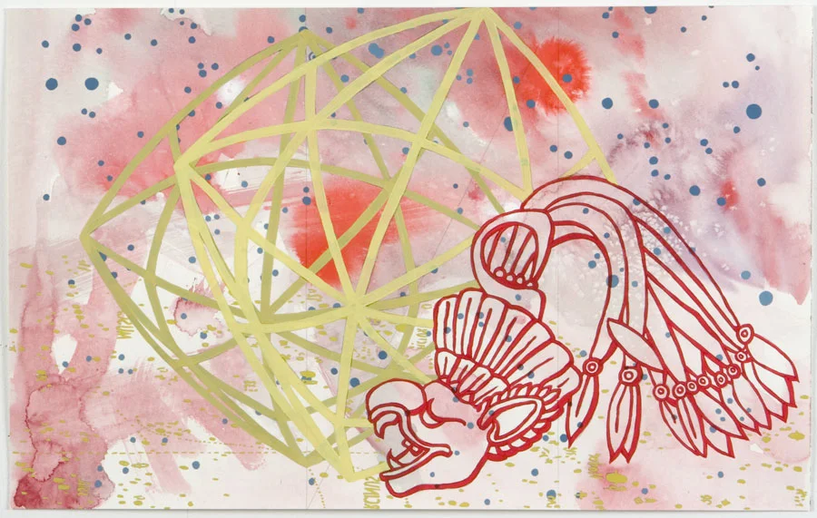 Jesse Bransford, Dog (Diamonds and Rust II) , 2006, 23.5x15", acrylic, watercolor, graphite on paper.