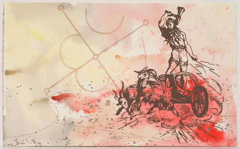 Jesse Bransford, Mars Avatar: Thor , 2006, 23.5x15", acrylic, watercolor, graphite on paper.