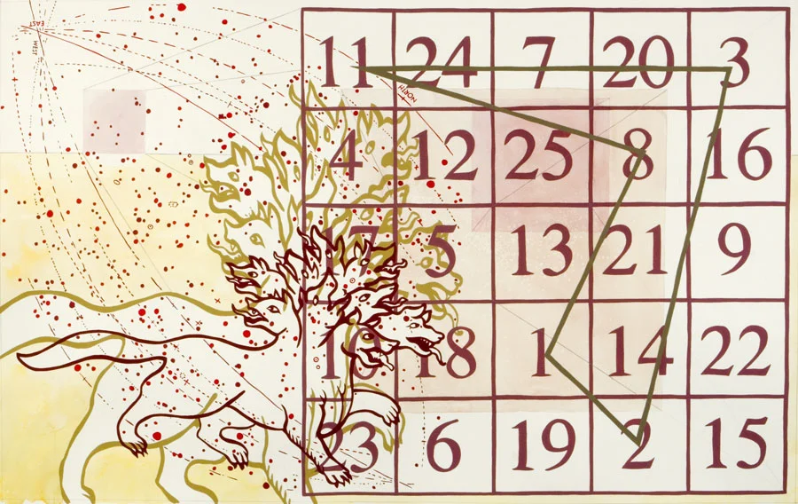 Jesse Bransford, Martian Spirits , 2006, 75x47", acrylic, watercolor, graphite on paper.