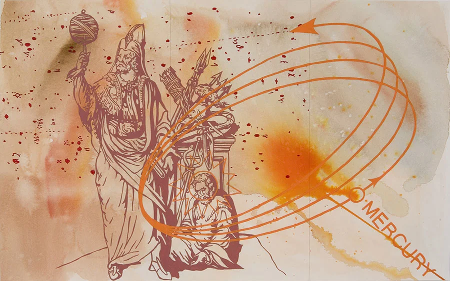 Jesse Bransford, Thrice-Great , 2007, 23.5x15”, Acrylic, watercolor and graphite on paper.